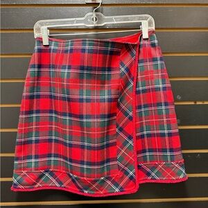 Vineyard Vines Red Plaid Wrap Skirt Size 8 Like New